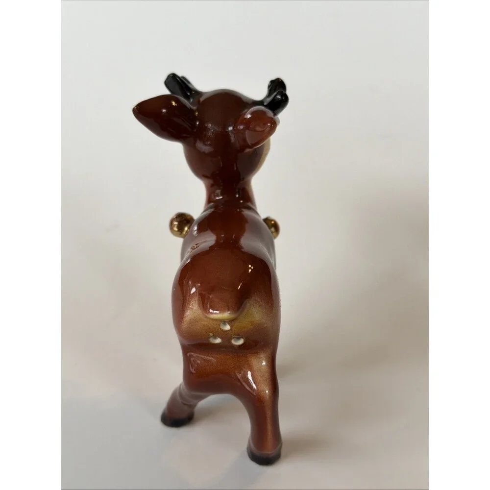 Vintage Kitschy Christmas Reindeer S/P Shaker Closed Eyes 4